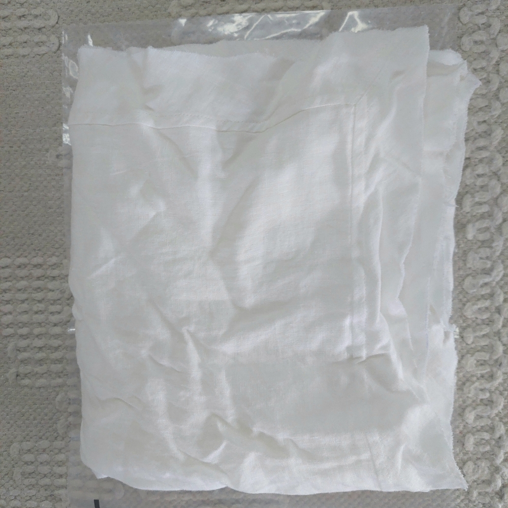 Quince Linen White Flange Standard Shams! Set Of 2 (N34) - Picture 5 of 11